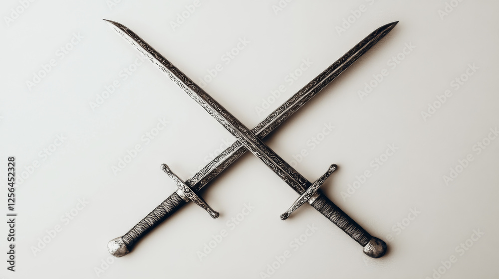 Naklejka premium Fencing icon. Fencing 2 crossed swords isolated on a light background. Vector illustration.