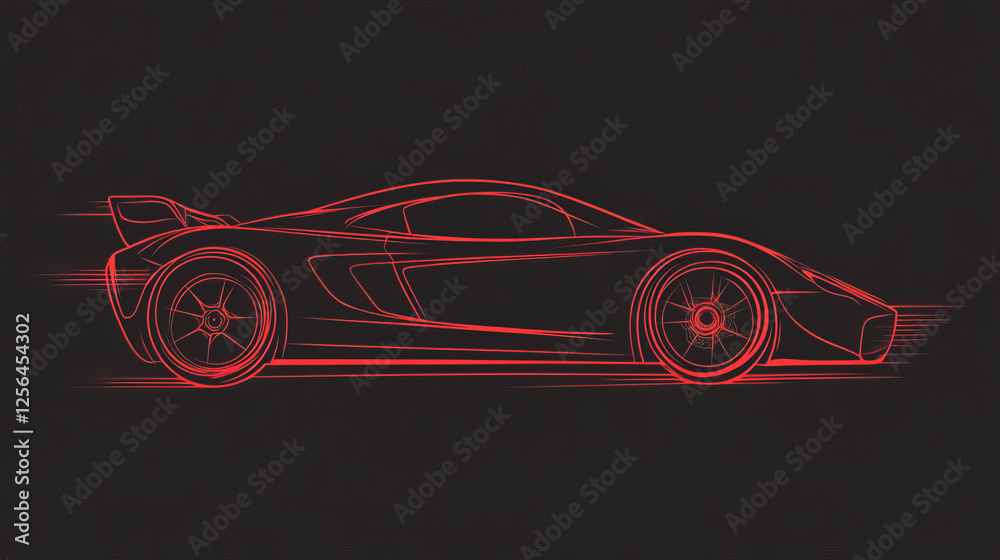 Naklejka premium Vector logo car. Brand logo in the form of the outline of a sports car. Red style