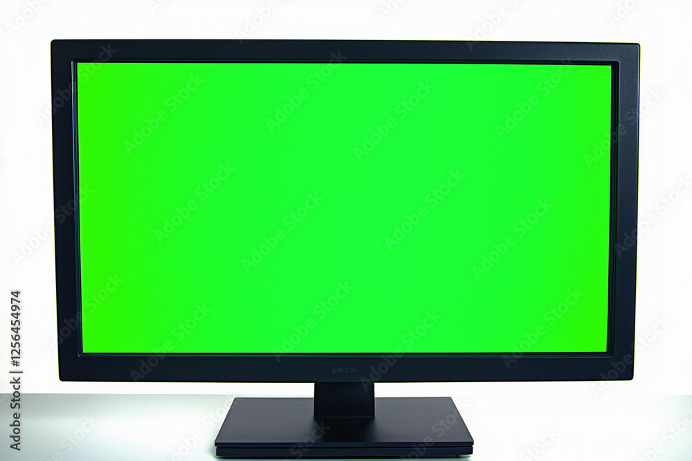lcd monitor isolated on white background Modern TV, gaming monitor, green screen on green screen background lcd monitor isolated on white background Modern TV, gaming monitor, green screen on green screen background