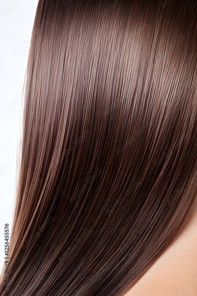 Close-up of sleek, shiny brown hair showcasing healthy texture and vibrant color on a bright background for beauty and hair care. Close-up of sleek, shiny brown hair showcasing healthy texture and vibrant color on a bright background for beauty and hair care.
