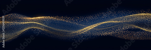Abstract background with Dark blue and gold particle. Christmas Golden light shine particles bokeh on navy blue background
