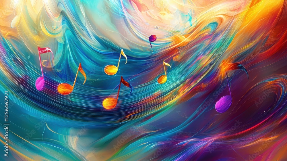 Obraz premium Abstract music background featuring colorful sound waves and vibrant patterns in a dynamic visual representation of sound