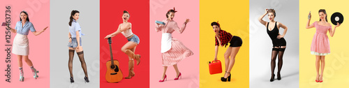 Set of different pin-up wom...