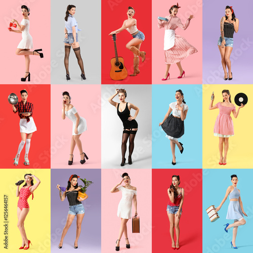 Collage of beautiful pin-up...