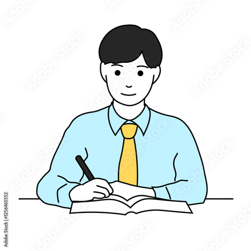 勉強をする中高生男子のイラスト