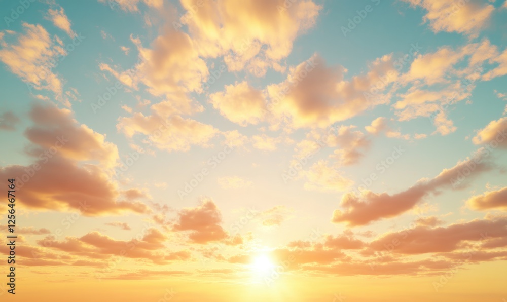 Fototapeta premium The sky is filled with clouds and the sun is setting