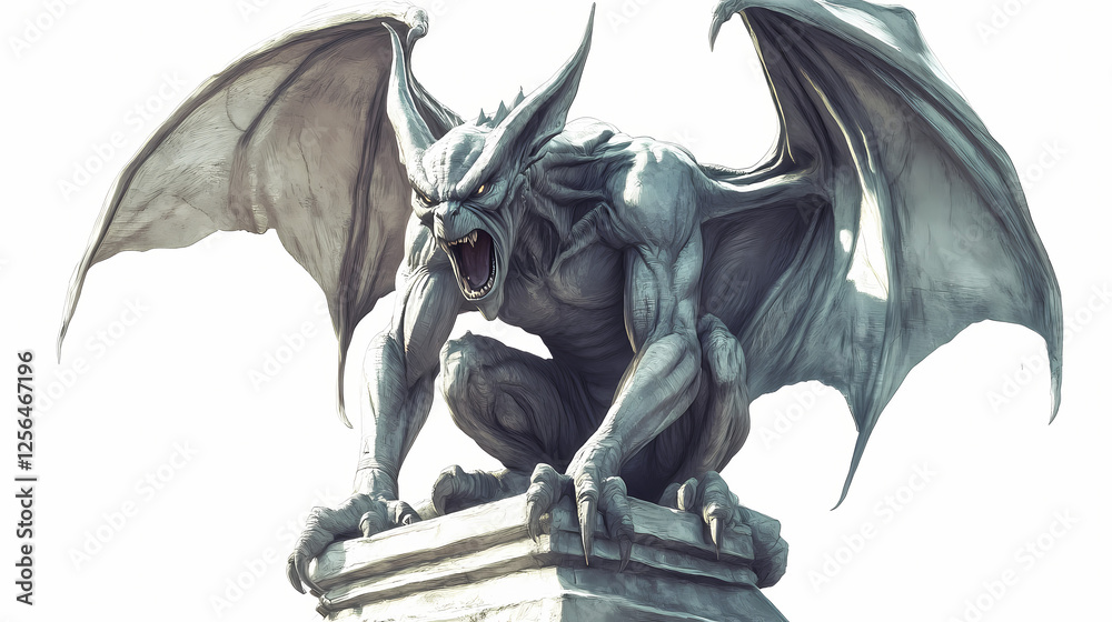 Fototapeta premium Gargoyle on white background,png. Gargoyle Kingdoms. Illustration