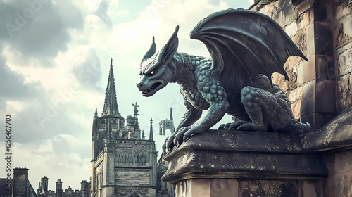 Historic richard iii's palace: a majestic gothic structure of stone, a royal residence, and ancient ruins showcasing england's architectural heritage. Gargoyle Kingdoms. Illustration