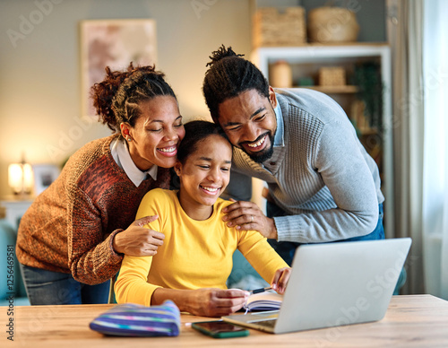 father mother child home family homework daughter girl cheerful teenage parent education laptop teen teaching childhood man  learning together school computer internet teacher tutor black photo