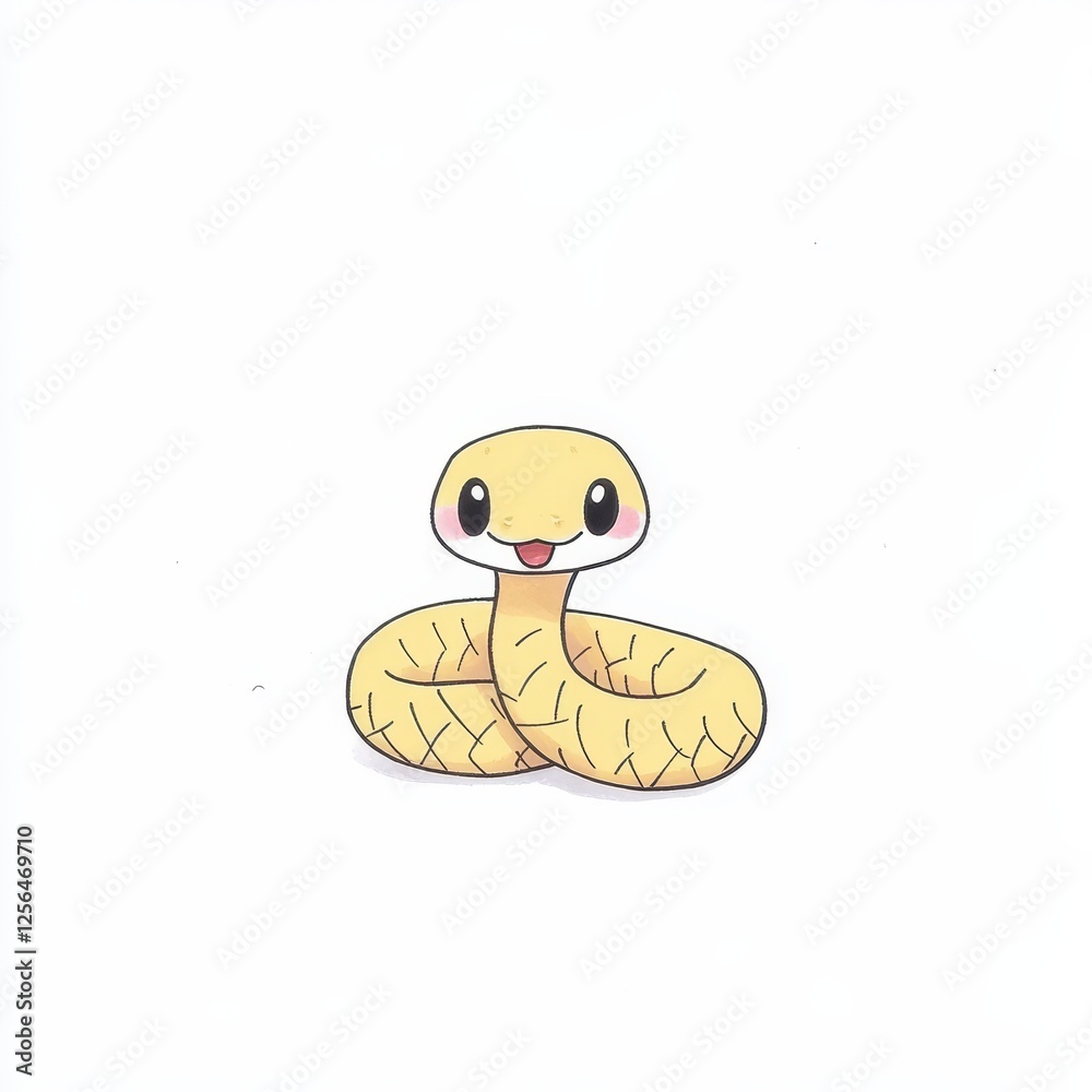 Cute Pixelated Yellow Snake Illustration Cute Pixelated Yellow Snake Illustration