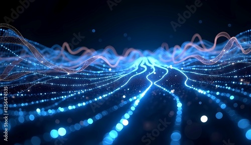 Wallpaper Mural Electric light trails forming intricate patterns on a dark background, a mesmerizing sci-fi aesthetic Torontodigital.ca