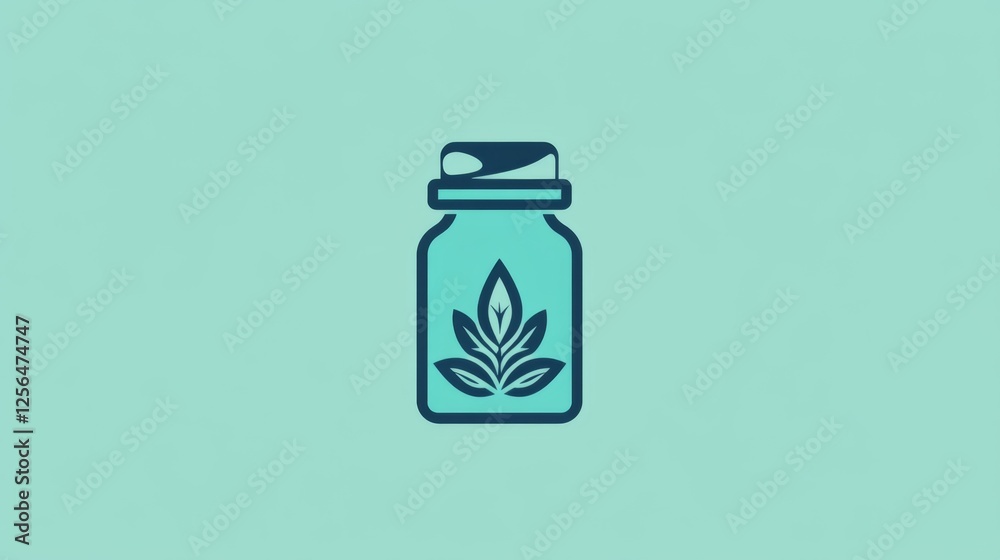 Wellness product logo mockup on a simple blue background with space for additional text Wellness product logo mockup on a simple blue background with space for additional text