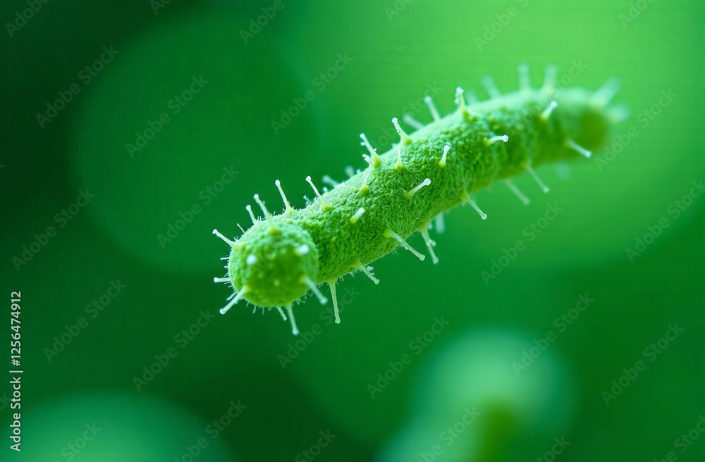 Fototapeta premium Viruses and germs moving green background, abstract illustration. AI Generative