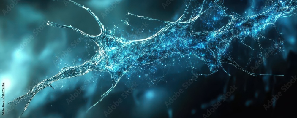 Abstract neural network art with blue energy streams and glowing nodes Abstract neural network art with blue energy streams and glowing nodes