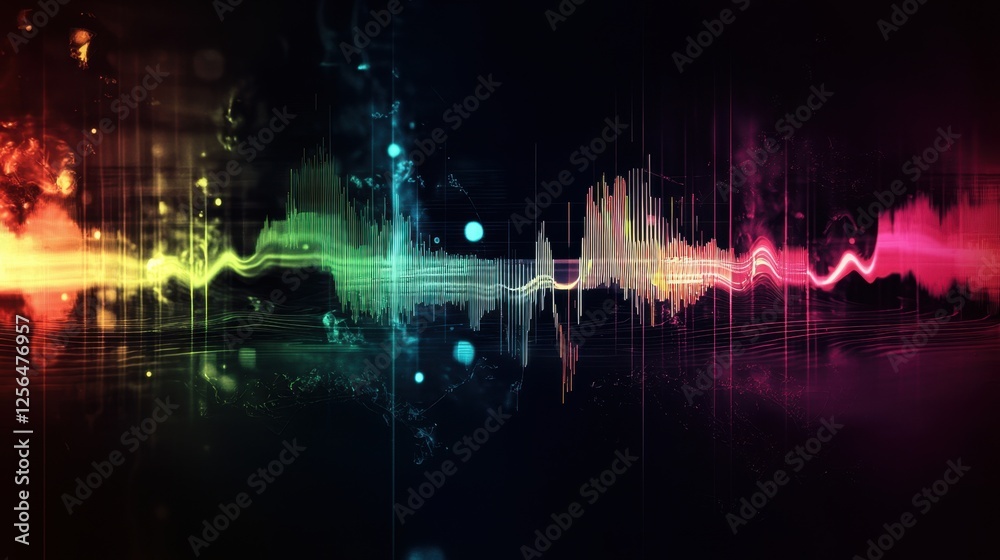 Fototapeta premium <Vibrant Abstract Soundwave: Colorful and Radiant Digital Art Background>