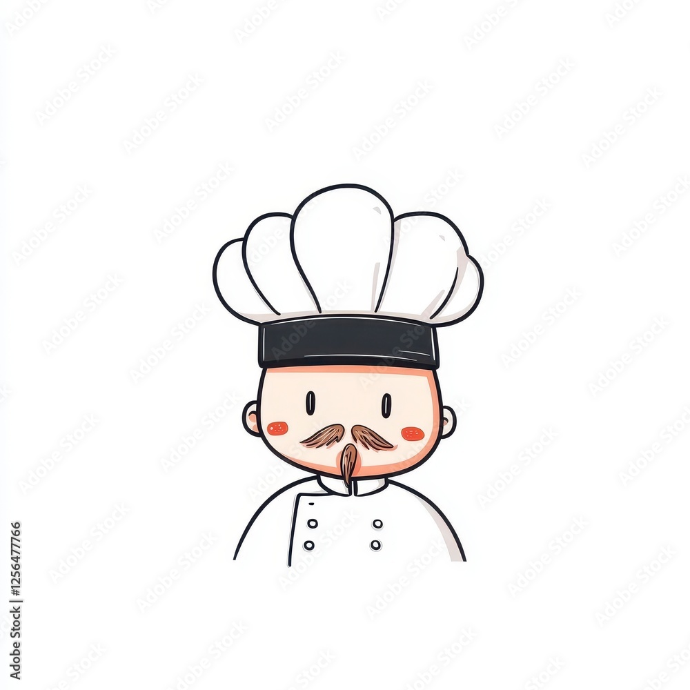 Cartoon Chef Illustration With White Hat And Beige Outfit Cartoon Chef Illustration With White Hat And Beige Outfit