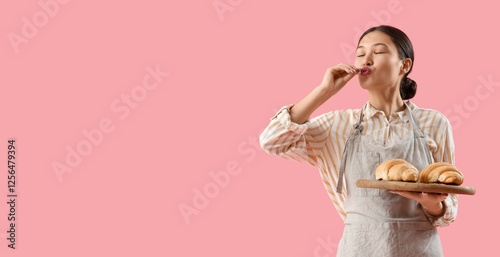 Female Asian baker with fre...