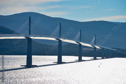 Peljesac bridge, connecting Peljesac peninsula with Croatian mainland photo