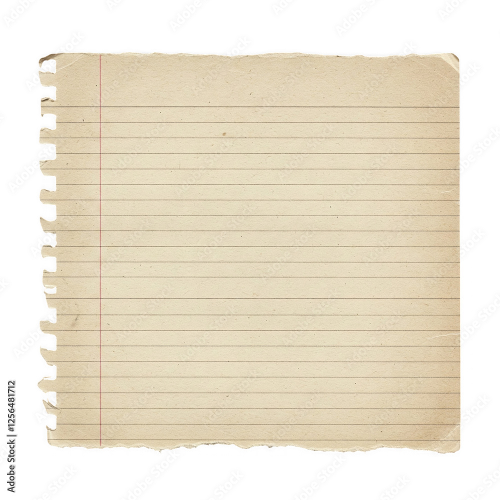 Obraz premium Blank Torn Lined Sheet of Paper with Spiral Edges and Vintage Style