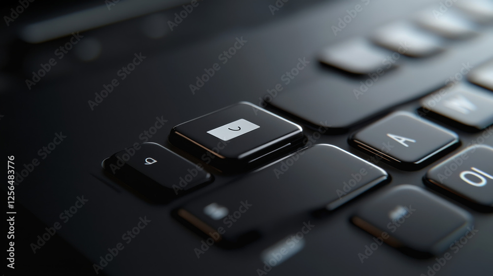 Computer keyboard, close-up button with the phone image. 3D render of a laptop keyboard Computer keyboard, close-up button with the phone image. 3D render of a laptop keyboard