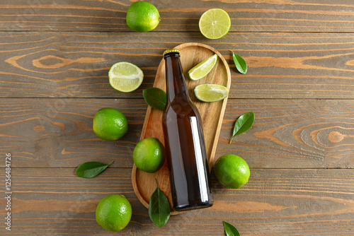 Refreshing brown beer bottl...
