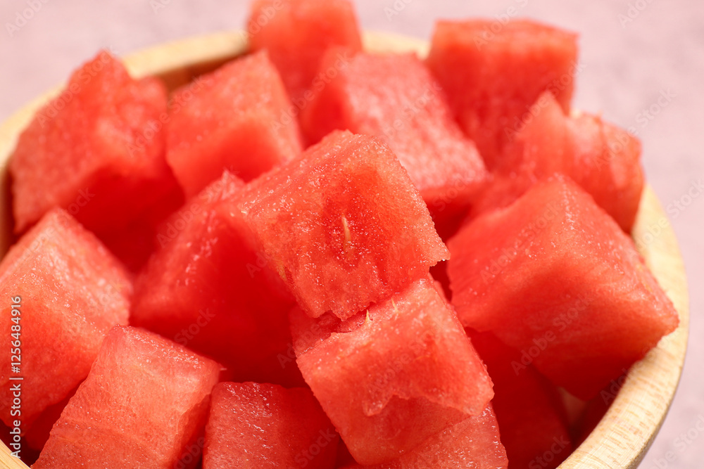 Bowl with pieces of fresh watermelon, closeup Bowl with pieces of fresh watermelon, closeup