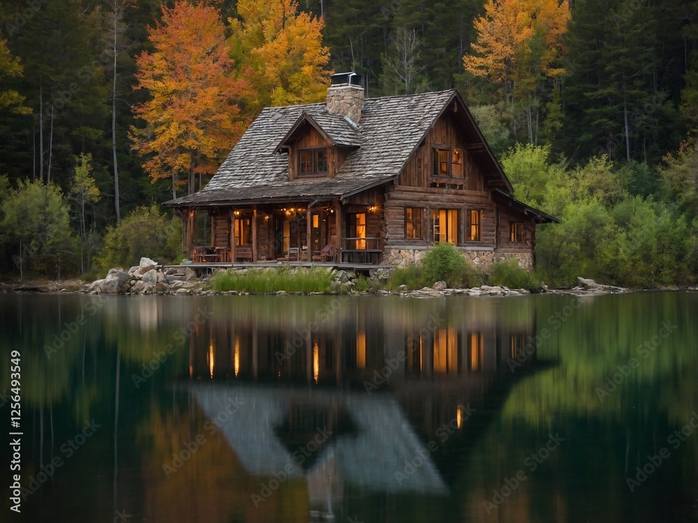 Serene Cabin Retreat by the Lake Surrounded by Nature and Trees Serene Cabin Retreat by the Lake Surrounded by Nature and Trees