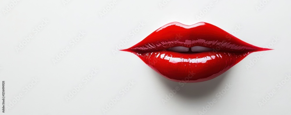 Glossy red lips on white background Glossy red lips on white background