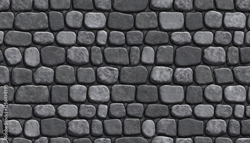 Seamless Gray Cobblestone Wall or Road Background Texture