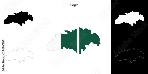 Gilgit blank outline map set