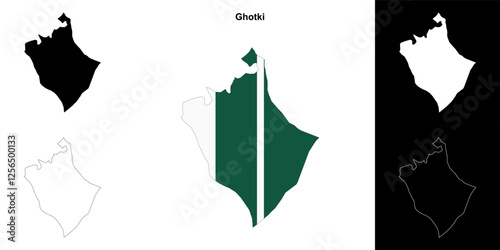 Ghotki blank outline map set