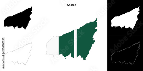 Kharan blank outline map set