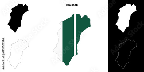 Khushab blank outline map set