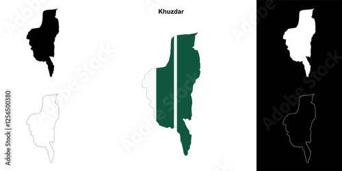 Khuzdar blank outline map set
