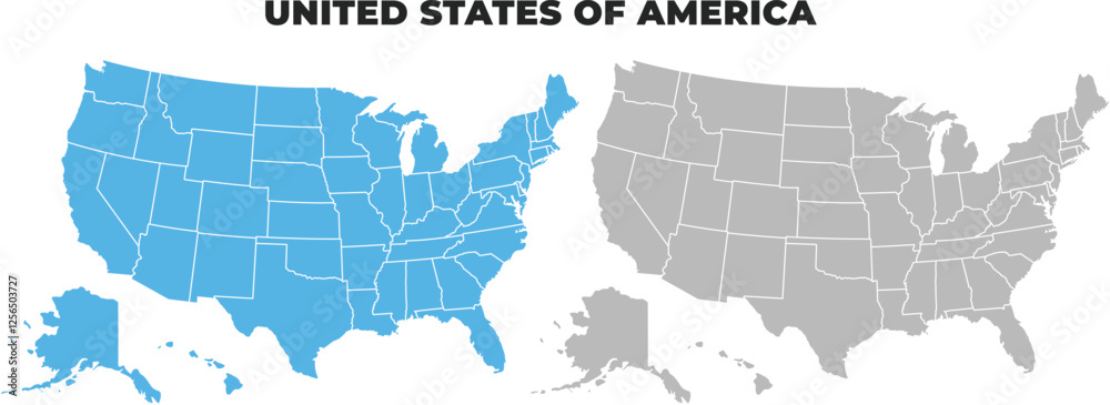 Fototapeta premium United States Of America simple maps flat illustration