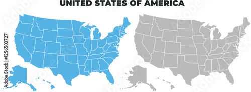 United States Of America simple maps flat illustration