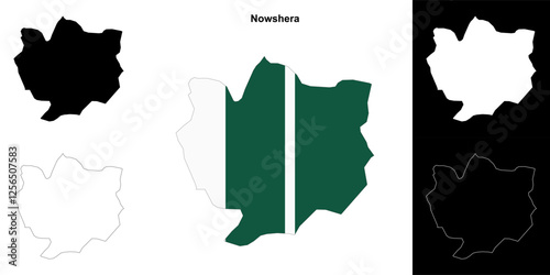 Nowshera blank outline map set photo