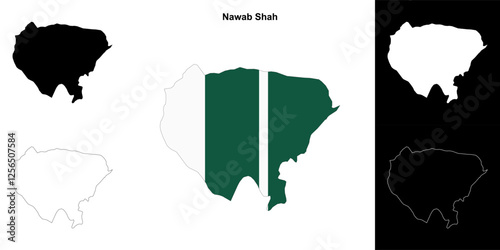 Nawab Shah blank outline map set