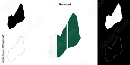 Nasirabad blank outline map set