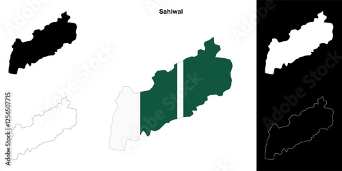 Sahiwal blank outline map set