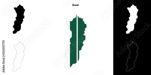 Swat blank outline map set