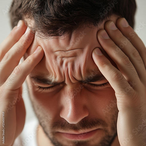 Closeup portrait of a man experiencing a headache