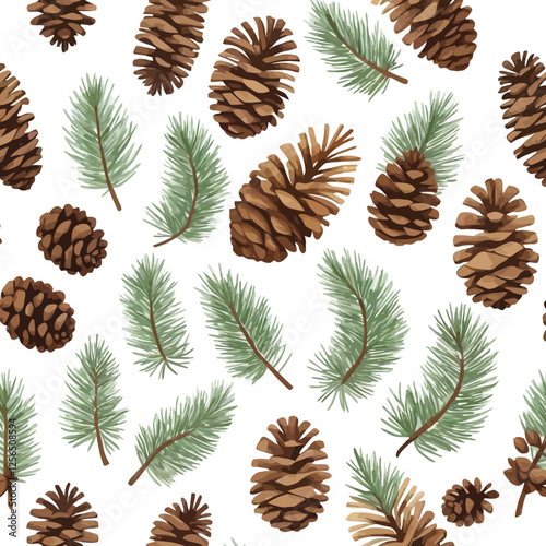 A collection of pine cones in various sizes and shapes. The pine cones are arranged in a way that creates a sense of depth and dimension. Scene is warm and inviting