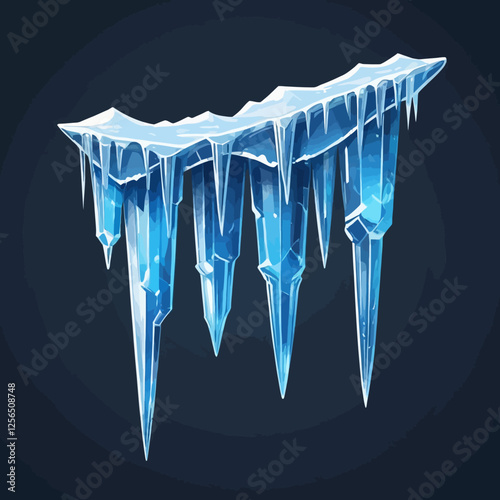 Detailed vector illustration of realistic icicles hanging from a surface. Ideal for winter themes, game assets, and seasonal decorations.