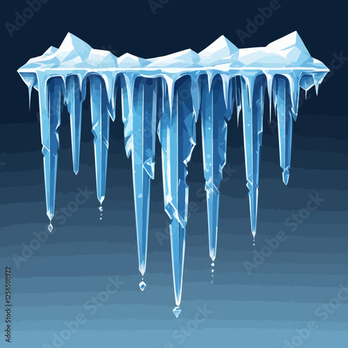 Hanging ice formations with frozen details, perfect for winter-themed artworks, digital graphics, and animation projects.