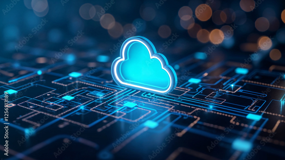Cloud Icon and Network Lines Symbolizing Cloud Computing Advanced Technology Cloud Icon and Network Lines Symbolizing Cloud Computing Advanced Technology