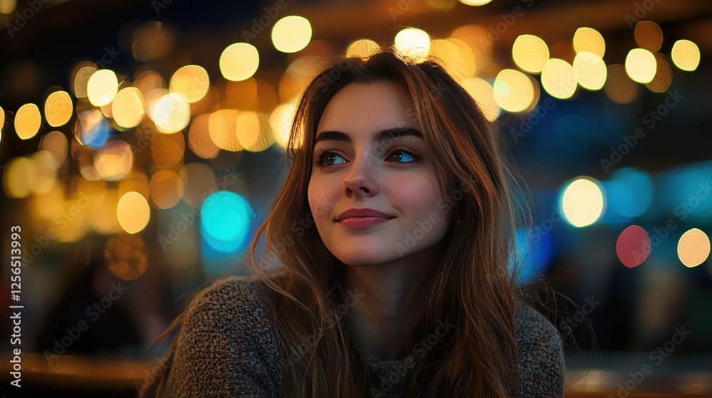 Close-up portrait of a person amidst a blurred background of dim lighting Close-up portrait of a person amidst a blurred background of dim lighting