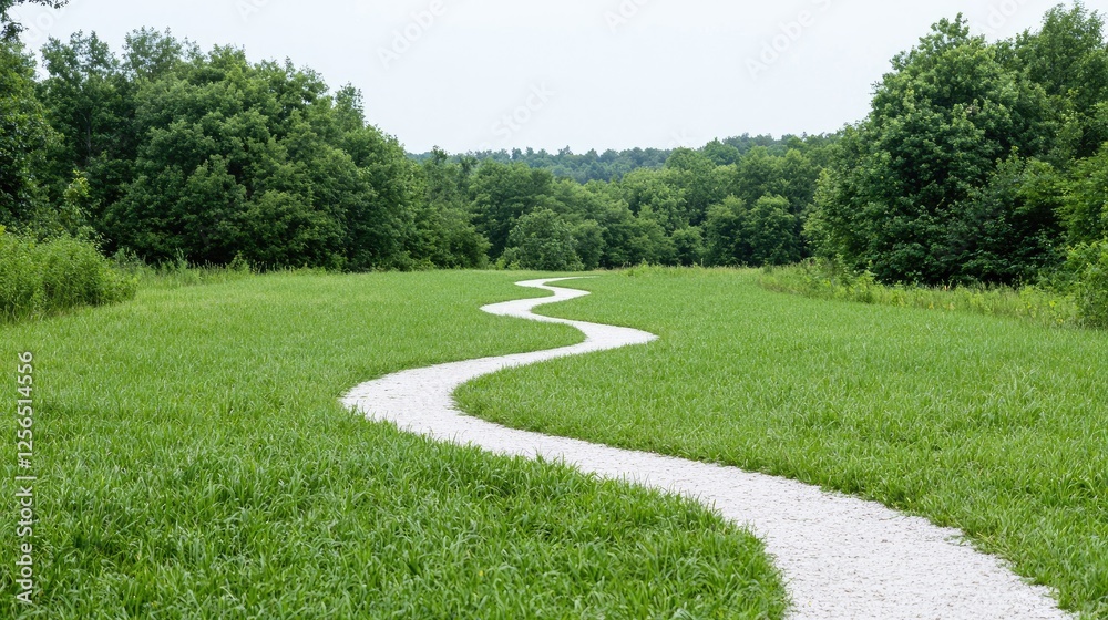 Fototapeta premium Winding Pathway Through Lush Green Meadow