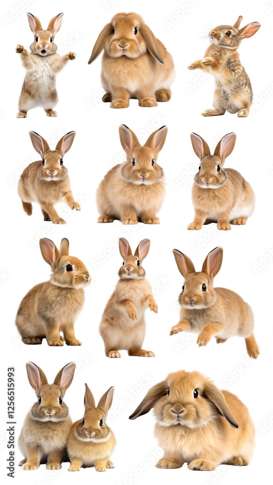 Fototapeta premium PNG brown rabbit design element set, transparent background