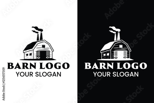 Vintage Barn Farm with Chimney Logo Design Template